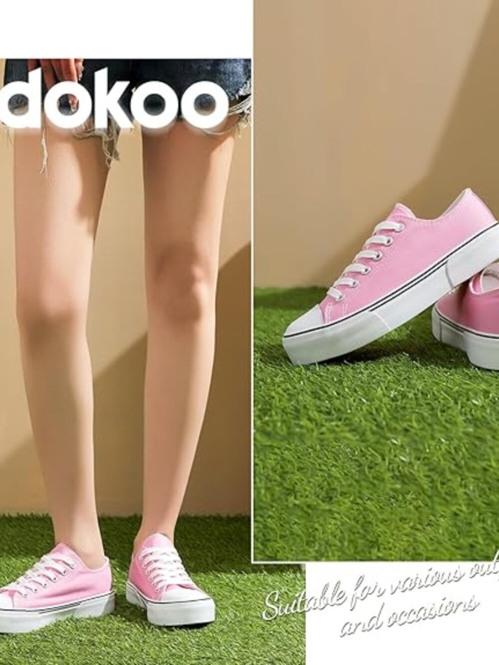 Adokoo Canvas Tennis Shoes for Women Low Top Casual Sneakers. NEW IN BOX - Picture 4 of 4